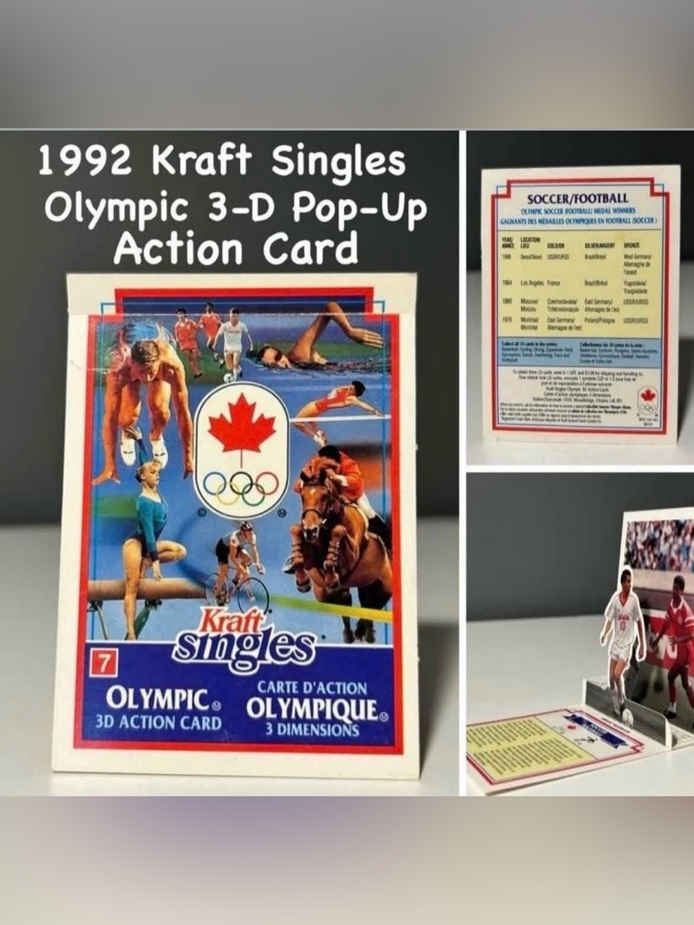 Vintage 1992 Olympic 3-D Pop-Up Action Card - Blue/Red